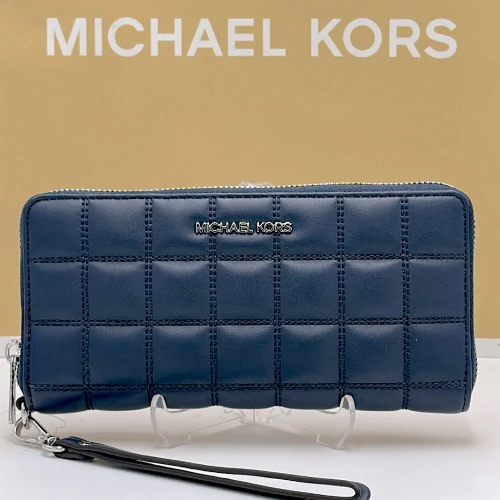 MICHAEL KORS Continental Wristlet Phone Case Wallet Navy NWT